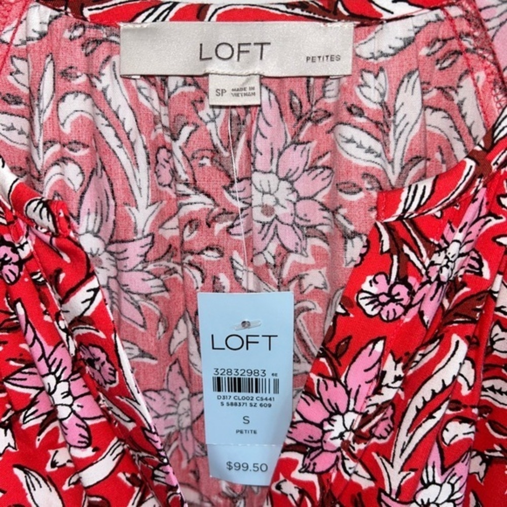 NWT LOFT button down, floral dress - sz SMALL Petite - Picture 3 of 7